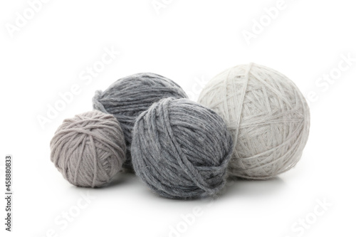 Balls of yarn isolated on white background