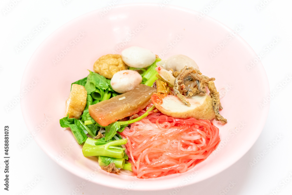 Noodles Soup with multi fish balls with white background. Asian food Noodle
Noodles Soup with multi fish balls with white background. Asian food Noodle