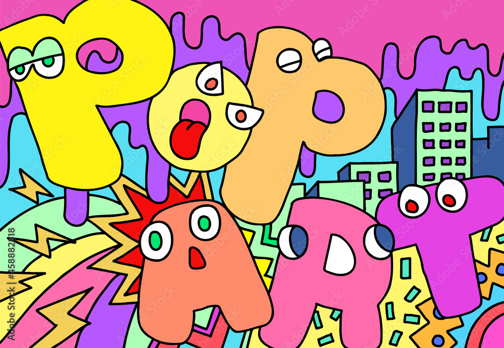 Naklejka premium ポップアートな雰囲気のイラスト