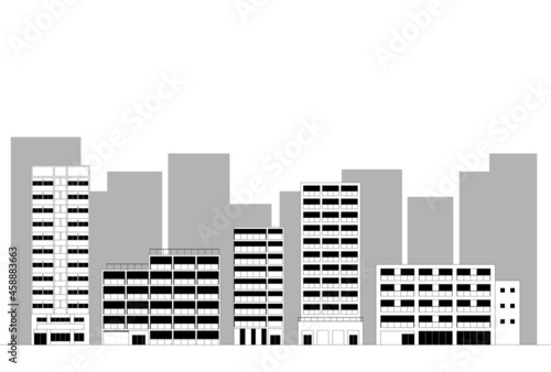 背景素材_ビル街_モノトーン
