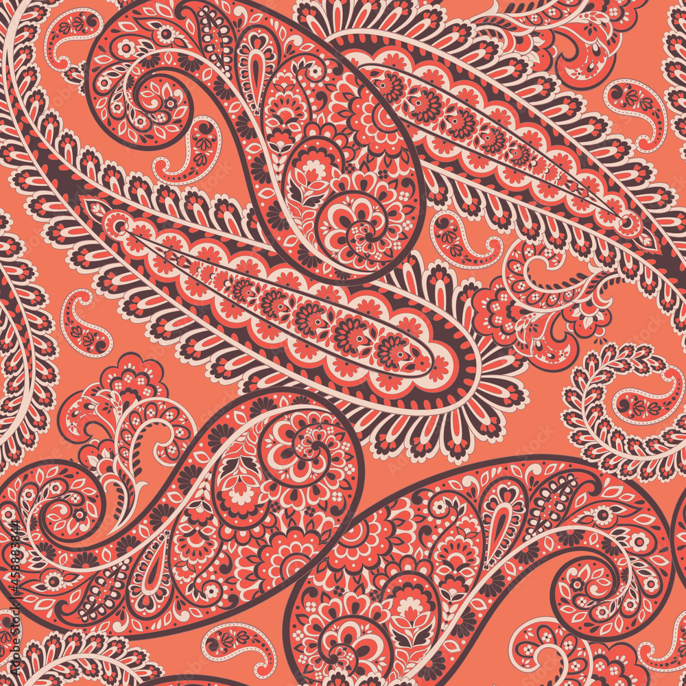 Damask Paisley seamless vector pattern for fabric design.