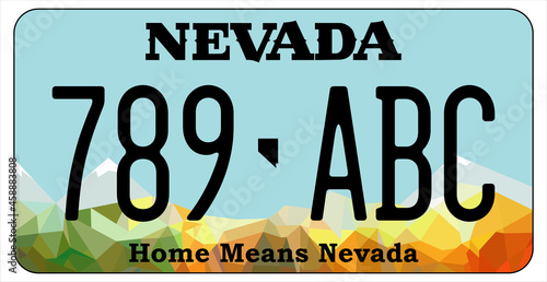 vehicle licence plates marking in Nevada in United States of America
