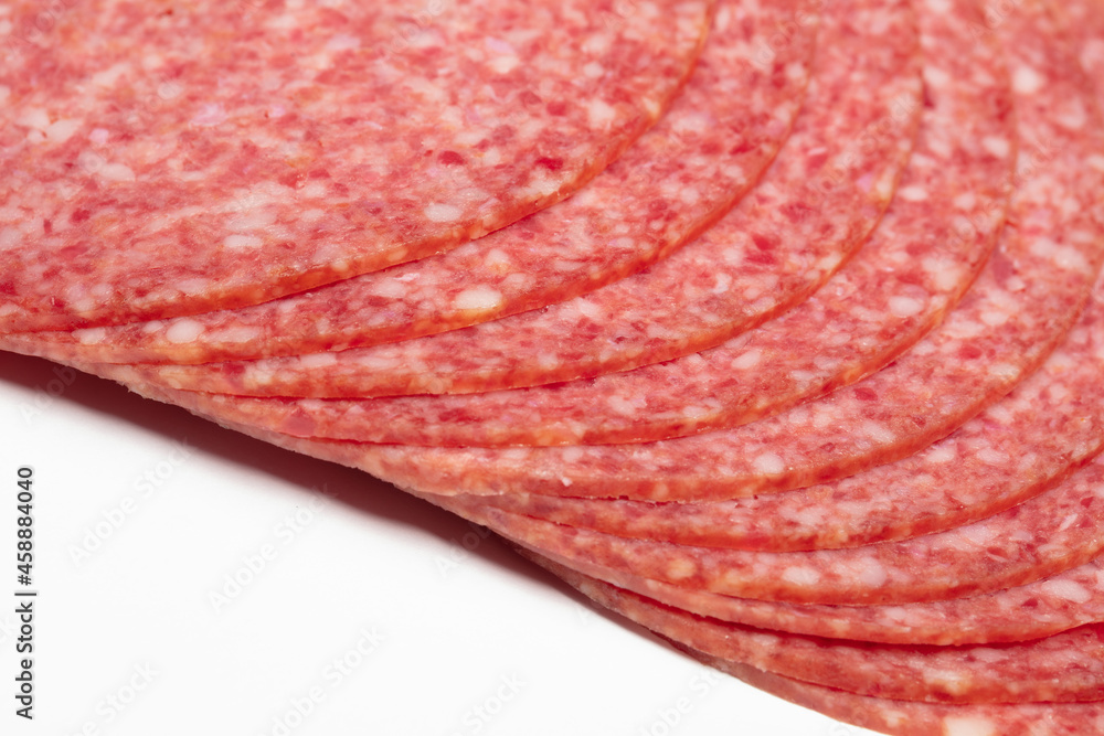 Slices of smoked sausage salami Slices of smoked sausage salami