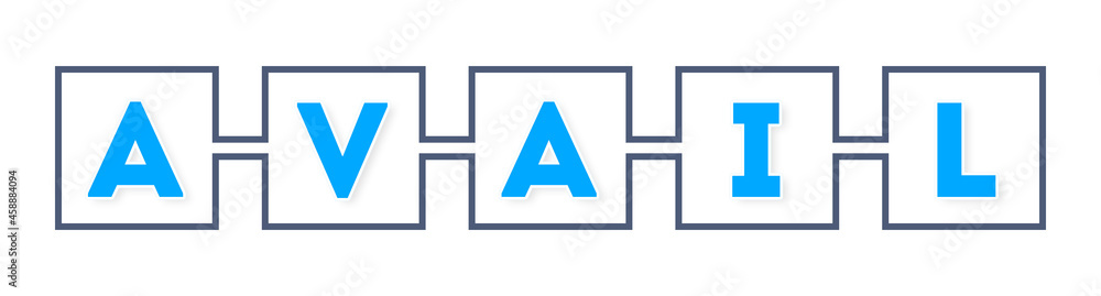Avail - text written in boxes on white background Avail - text written in boxes on white background