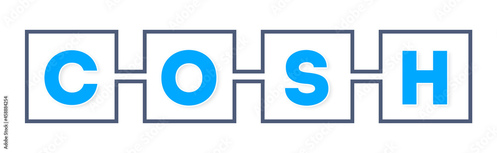 Cosh - text written in boxes on white background Cosh - text written in boxes on white background