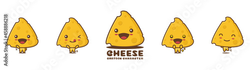 cute cheese mascot, with different facial expressions and poses