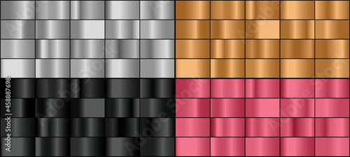 Vector set of colorful metal gradients.