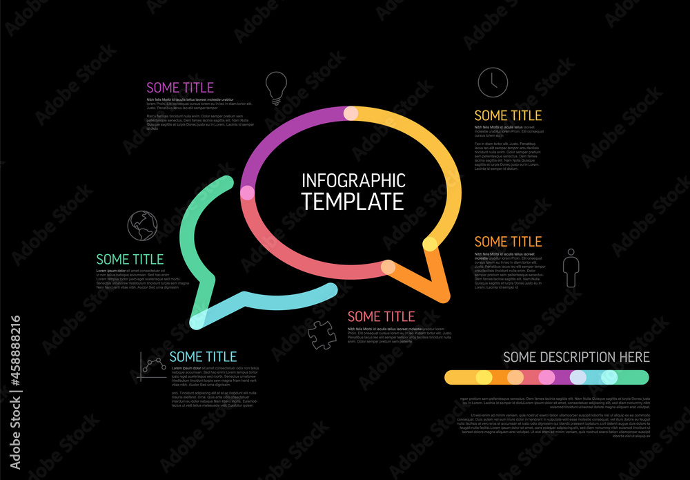 Modern dark Infographic report template with speech bubble made from lines Modern dark Infographic report template with speech bubble made from lines