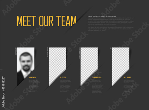 Meet our company team modern dark presentation template with yellow accent