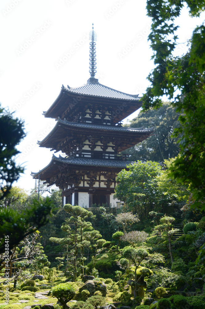 当麻寺　西南院から西塔を望む　奈良県葛城市