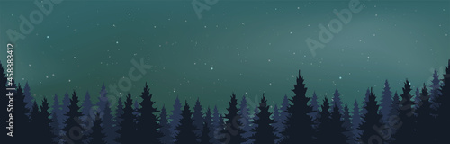 Starry Night Vector with conifers