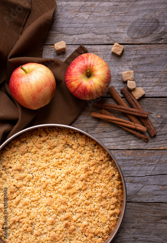 Sweet baked crumble cake with apples