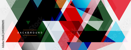 Color triangles composition, geometric abstract background. Techno or business concept, pattern for wallpaper, banner, background, landing page