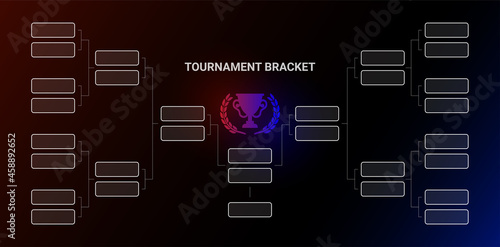 Tournament bracket championship with winners cup and wreat. Vector design photo