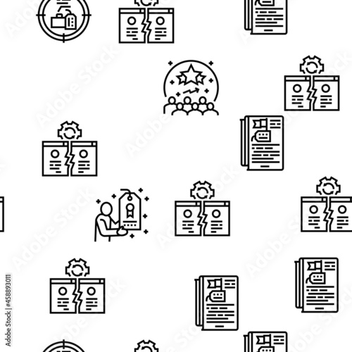 Reputation Management Vector Seamless Pattern Thin Line Illustration