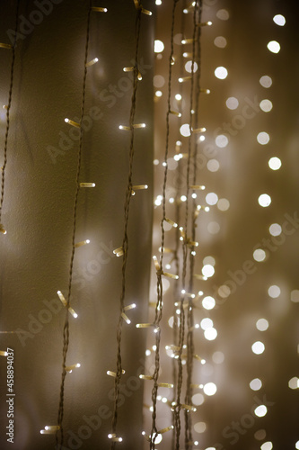 Street garland. Christmas background with street lights