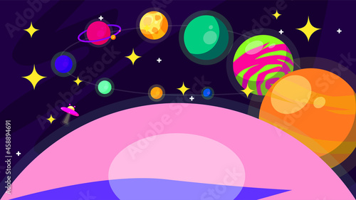 Fototapeta Naklejka Na Ścianę i Meble -  Floating Planet 1 - Space Background Illustration