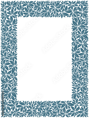 Vector temoplate wide frame composed of leaves. Isolated on white background.