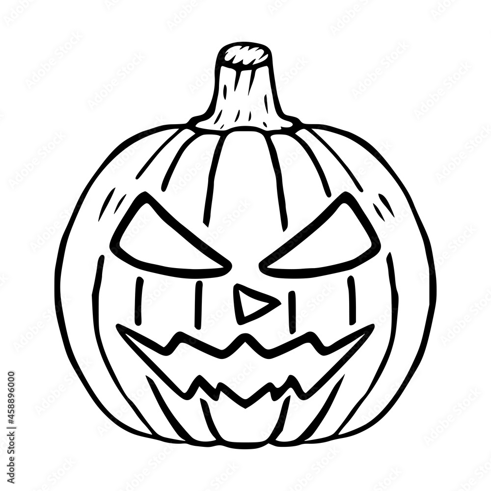 Mad Jack O Lantern doodle icon, halloween pumpkin isolated Mad Jack O Lantern doodle icon, halloween pumpkin isolated