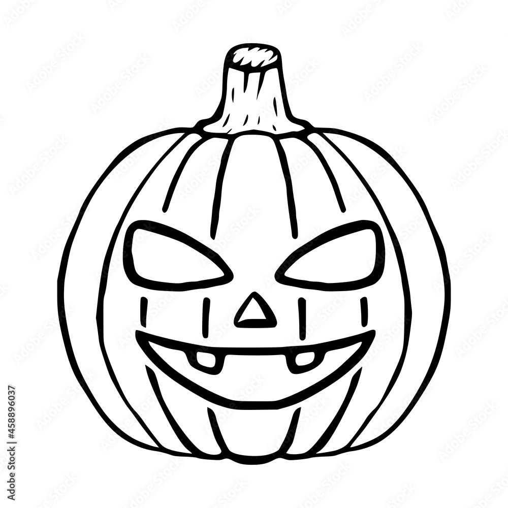 Happy Jack O Lantern doodle icon, halloween pumpkin isolated Happy Jack O Lantern doodle icon, halloween pumpkin isolated