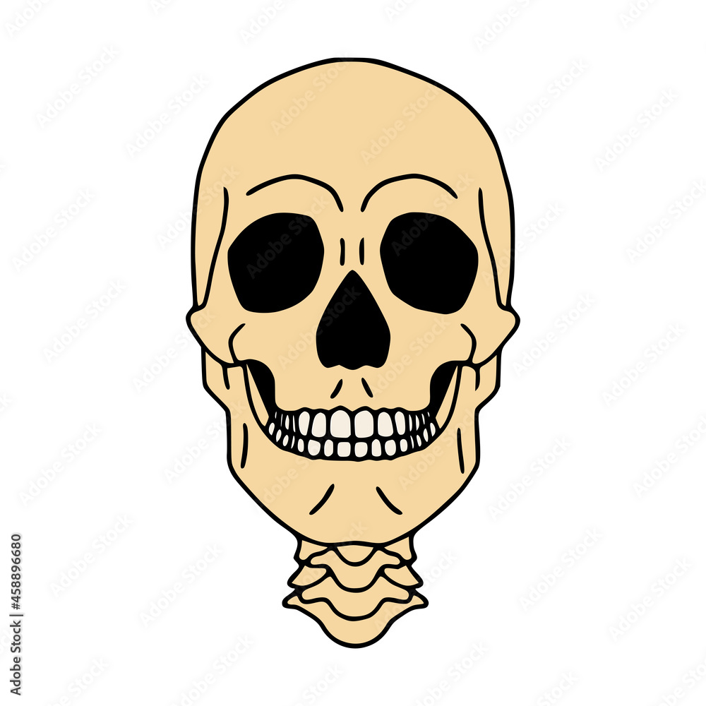 Fototapeta premium Human skull flat icon, isolated on white background