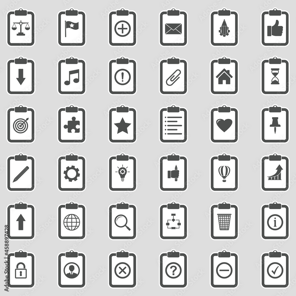 Tasks And Notes Icons. Sticker Design. Vector Illustration. Tasks And Notes Icons. Sticker Design. Vector Illustration.