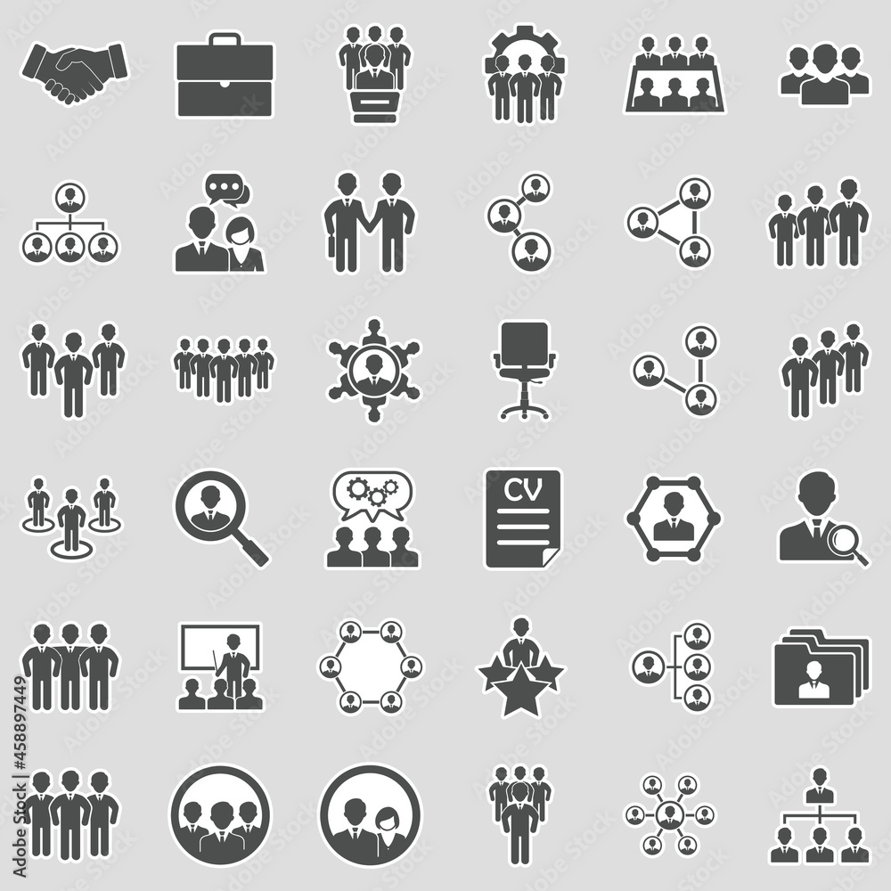 Fototapeta premium Teamwork Icons. Sticker Design. Vector Illustration.