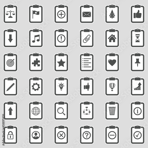 Tasks And Notes Icons. Sticker Design. Vector Illustration.