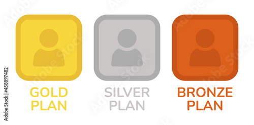Membership plan icon. Containing gold plan, silver plan and bronze plan icon vector illustration.