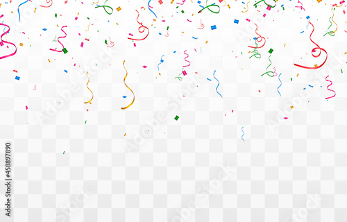 Vector confetti png. Multicolored confetti falls from the sky. confetti, serpentine, tinsel on a transparent background. Holiday, birthday.