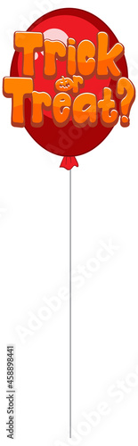 Trick or treat text design on red balloon