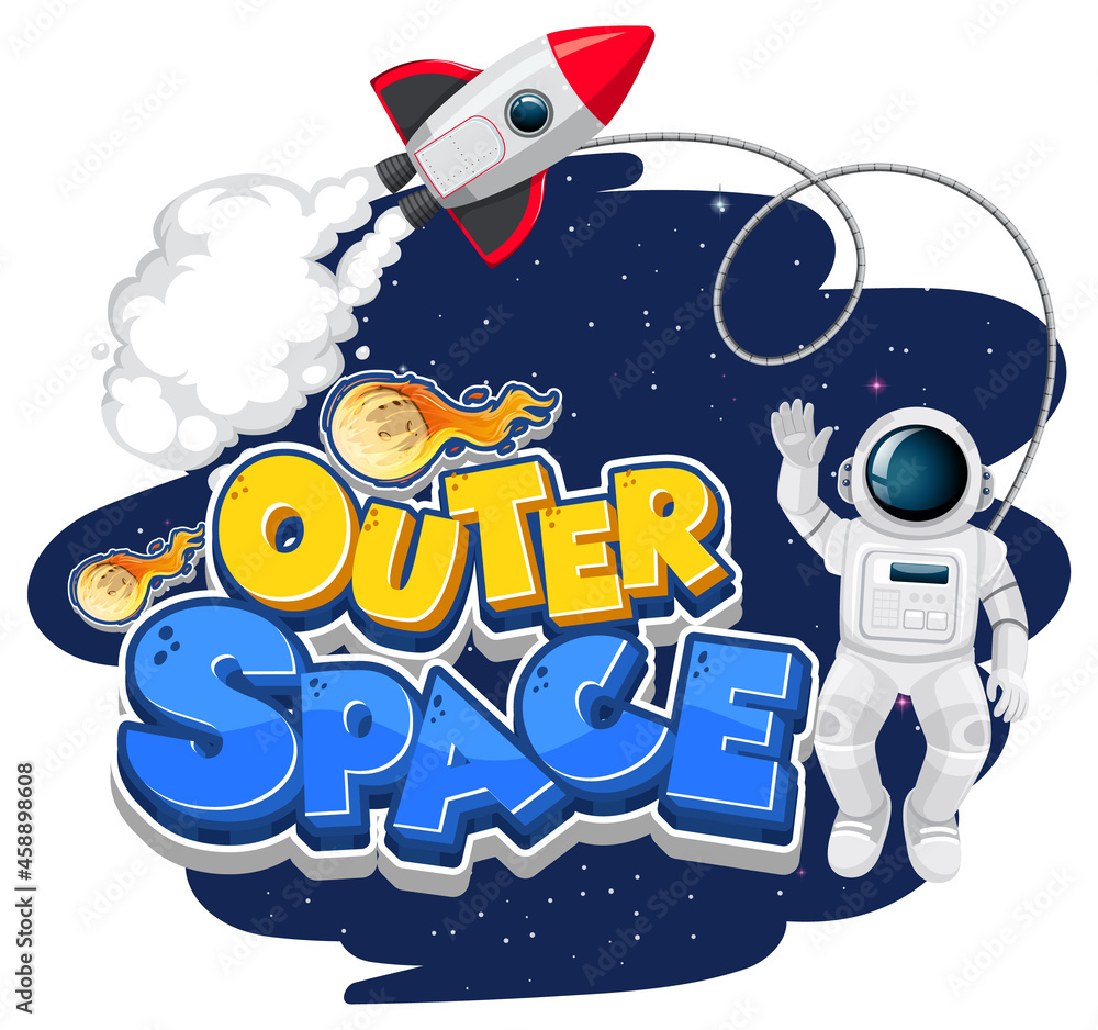 Outer Space logo with astronaut and spaceship Outer Space logo with astronaut and spaceship