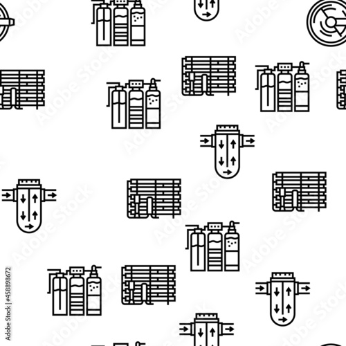 Water Filter Equipment Vector Seamless Pattern Thin Line Illustration