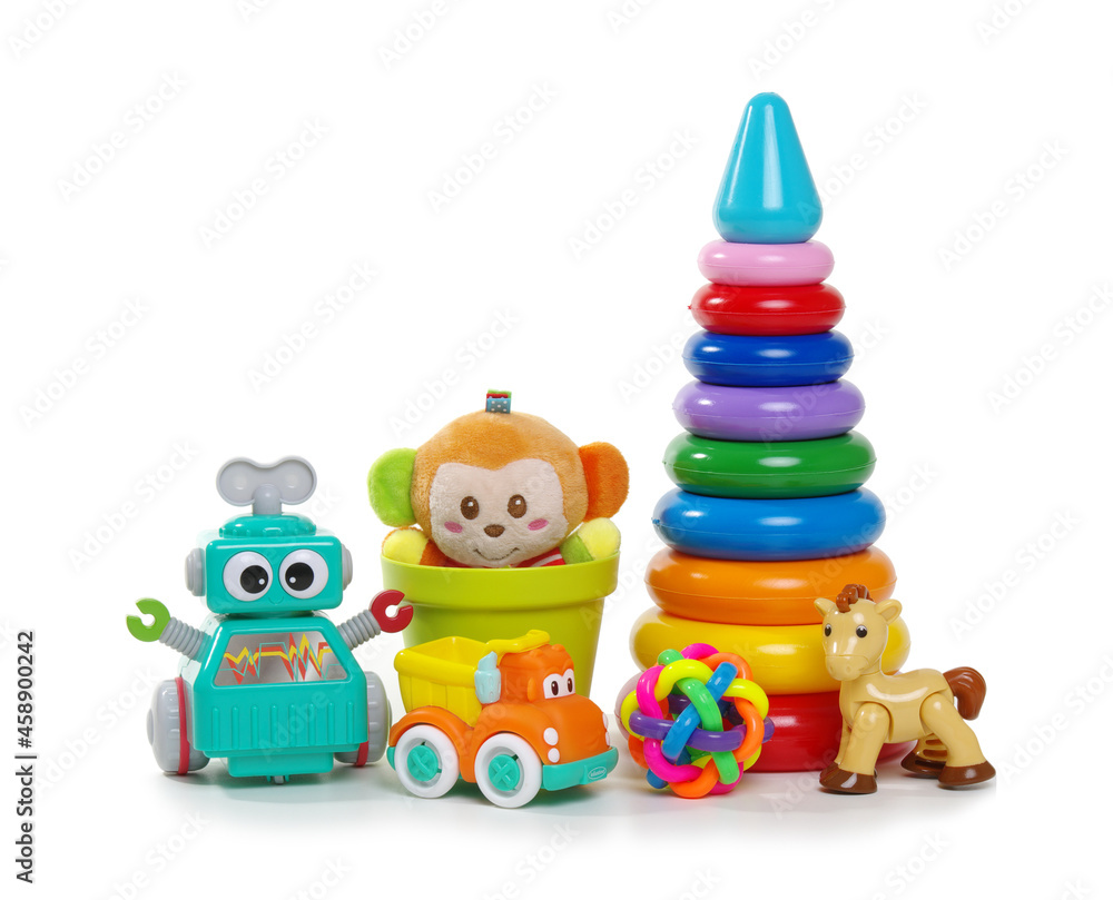 Toys collection isolated on white Toys collection isolated on white