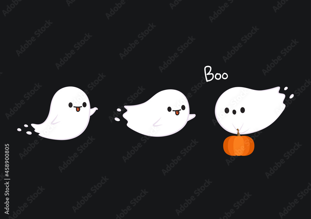 Cute ghost cartoon vector. Ghost character design.