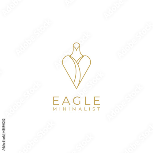 luxury minimalist simple elegant gold eagle logo design in line art style