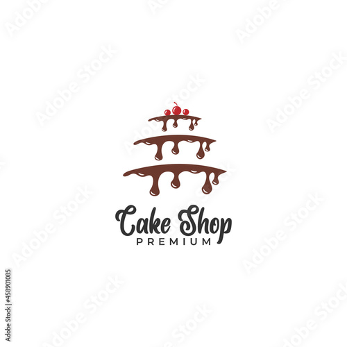 cake logo design with drippy chocolate cream