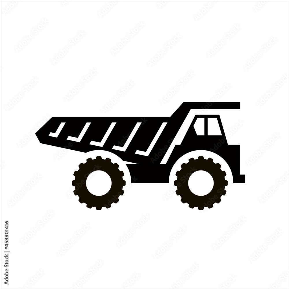 Naklejka premium Dump truck tipper silhouette logo icon