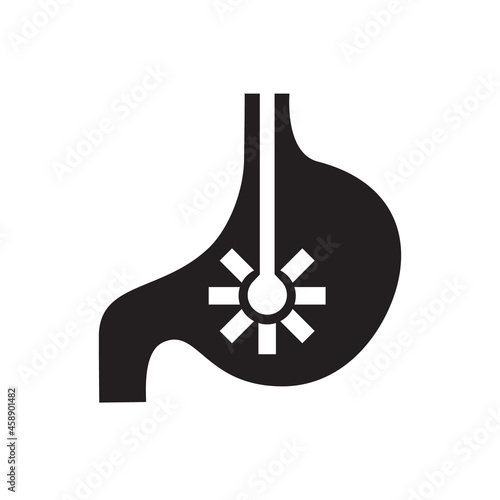 Endoscopy or gastroscopy process single black glyph icon. Vector isolated on white.
