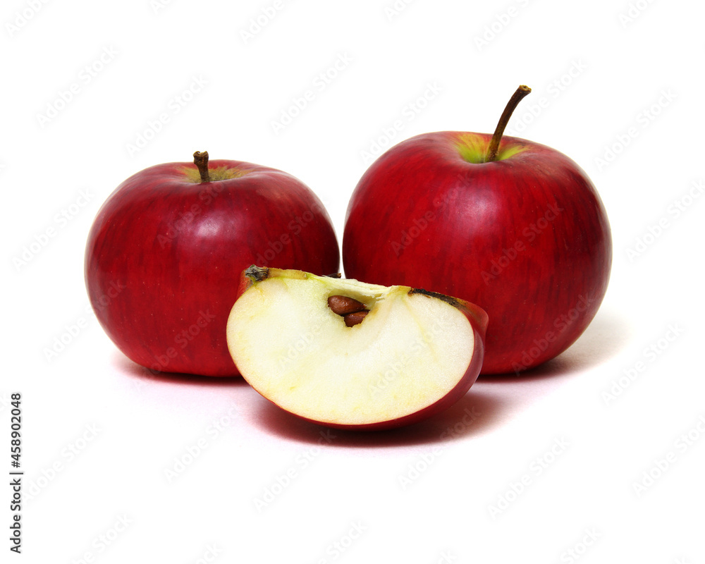 Apple with slice on a white background Apple with slice on a white background