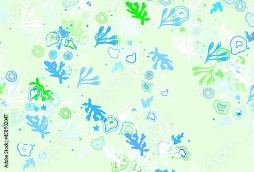 Light Blue  Green vector backdrop with memphis shapes.
