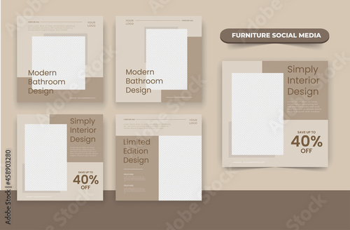Set of home decor and furniture sale promo social media post template collection best for business online promotion and social web advertising