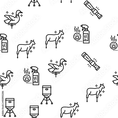Hunting Shop Selling Vector Seamless Pattern Thin Line Illustration