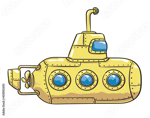 Hand drawn cartoon submarine boat