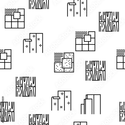 Floor Installation Vector Seamless Pattern Thin Line Illustration
