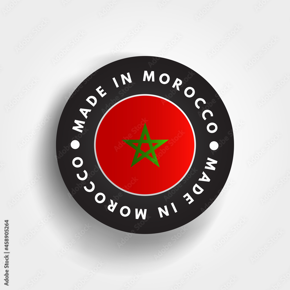 Made in Morocco text emblem badge, concept background Made in Morocco text emblem badge, concept background