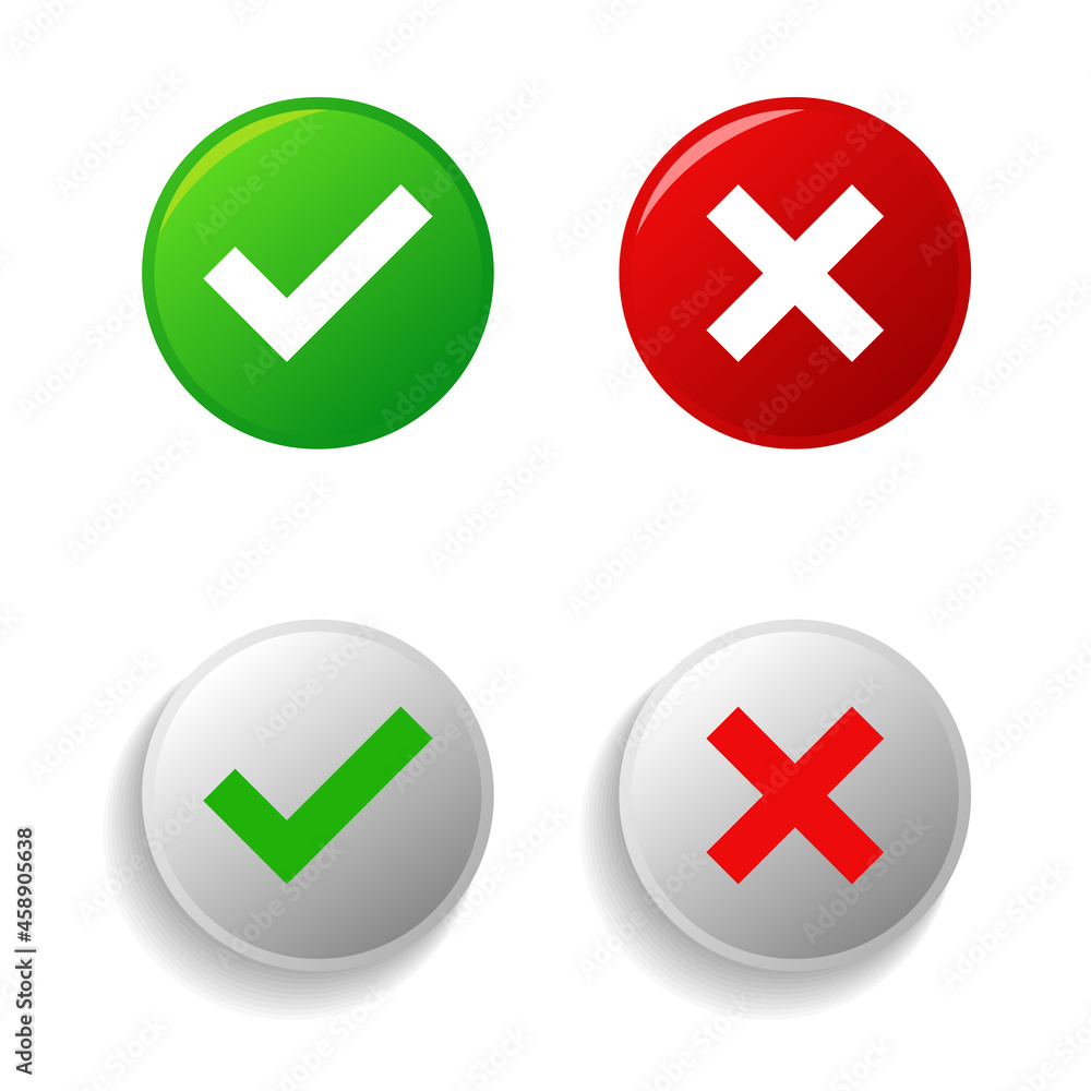 Round check mark and cross set colection Round check mark and cross set colection