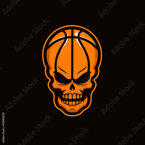Basketball Skull illustration logo, basketball with skull and inscription