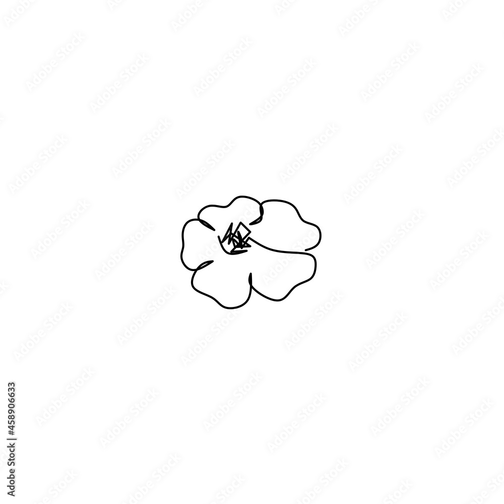 Obraz premium Continuous line drawing of flower, object one line, single line art, vector illustration