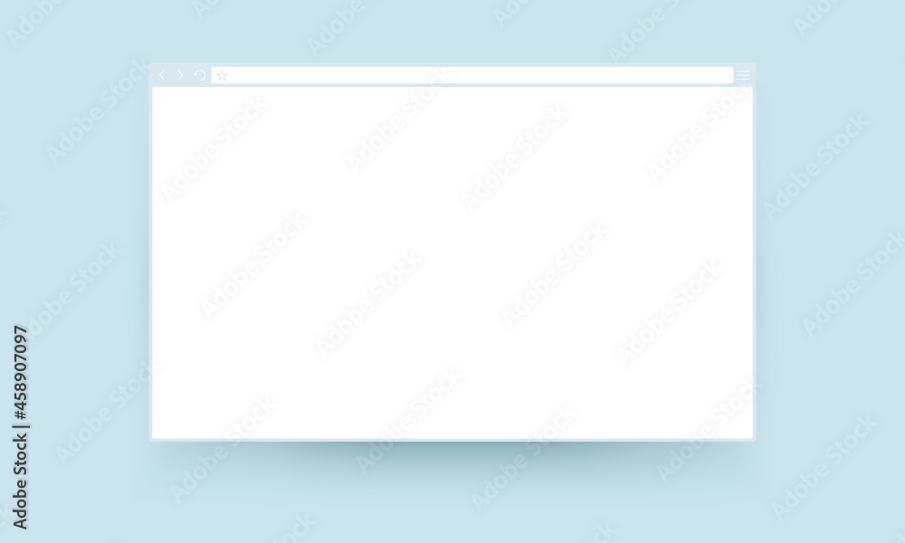 Blank browser window. Desktop computer frame vector clay mockup. Blank browser window. Desktop computer frame vector clay mockup.